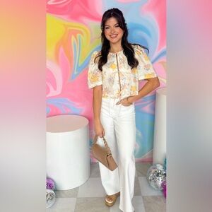 Just Black Denim High Waist Wide Leg White Jean Size 28